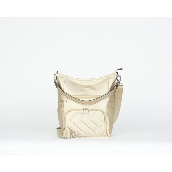 IHKWIP Zig Zag Quilted Go Getter Shoulder Bag w/ Crossbody Strap Met Champagne B - Picture 1 of 12